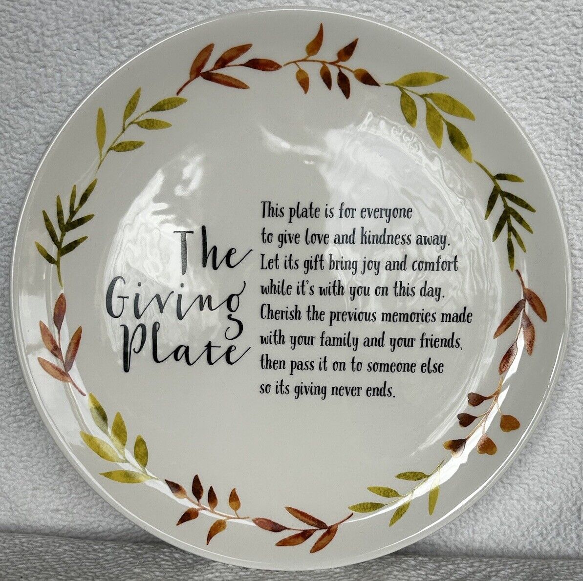 The Giving Plate Serving Plate Trans PAC Food Safe 12”