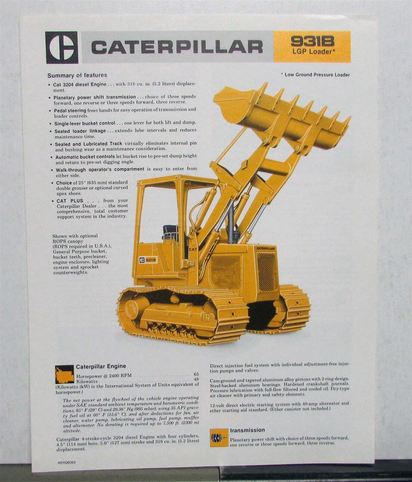 1979 Caterpillar 931B LGP Loader Specification Construction Sale Folder