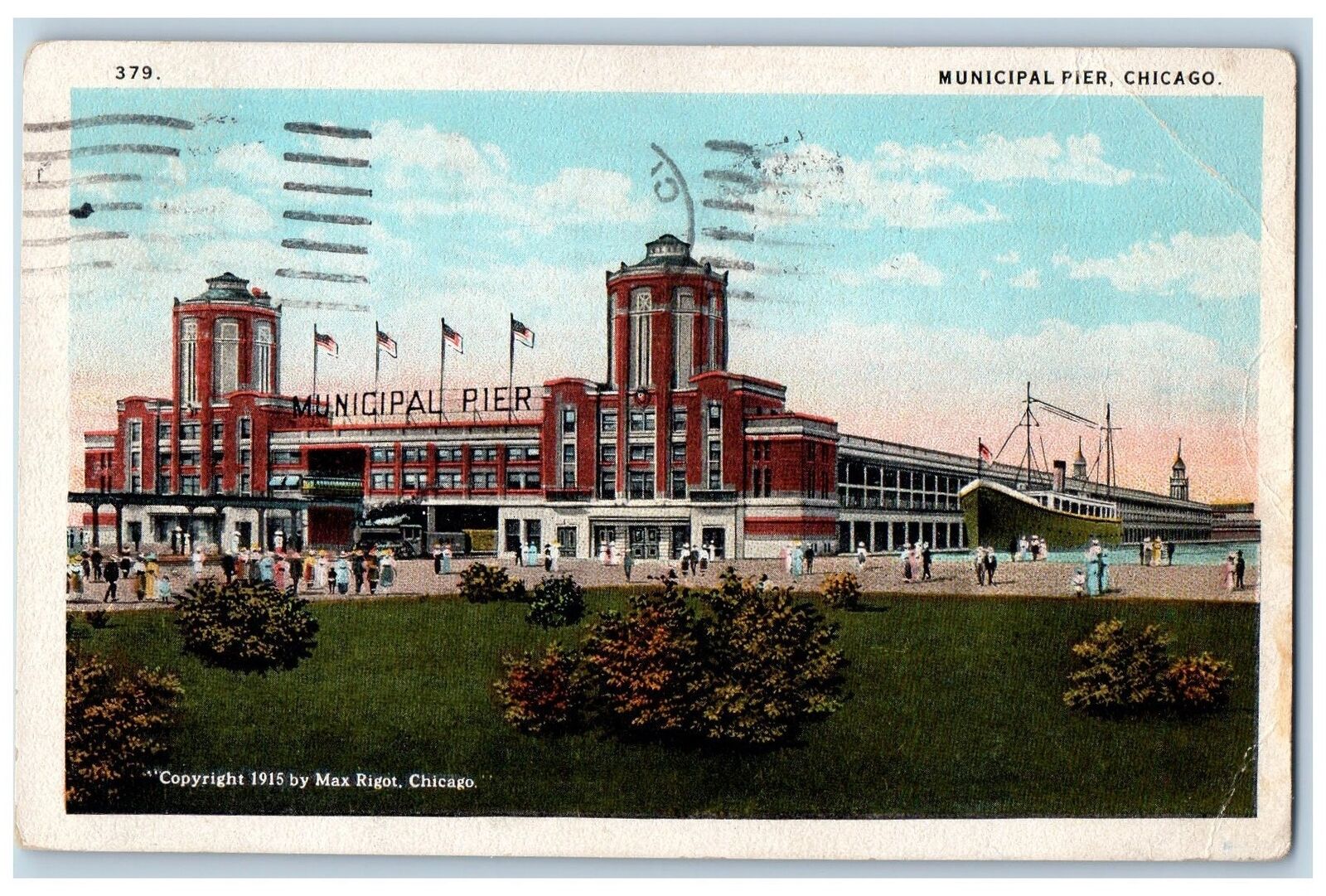 Chicago Illinois IL Postcard Municipal Pier Building Exterior Scene 1925 Antique