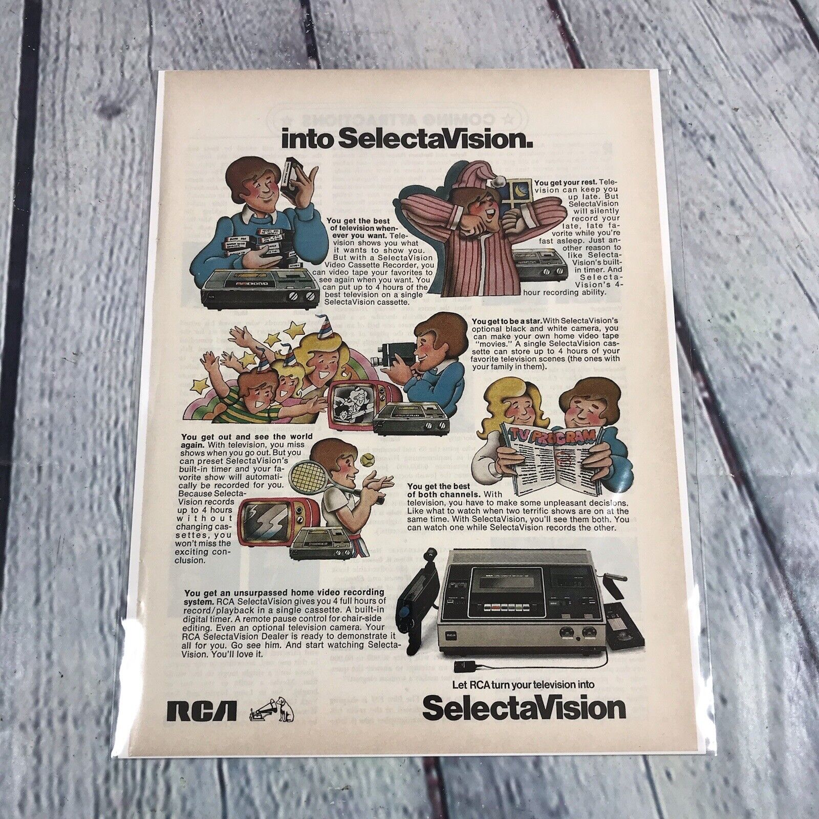 Vintage 1978 RCA Selecta Vision VCR Genuine Magazine Advertisement Print Ad