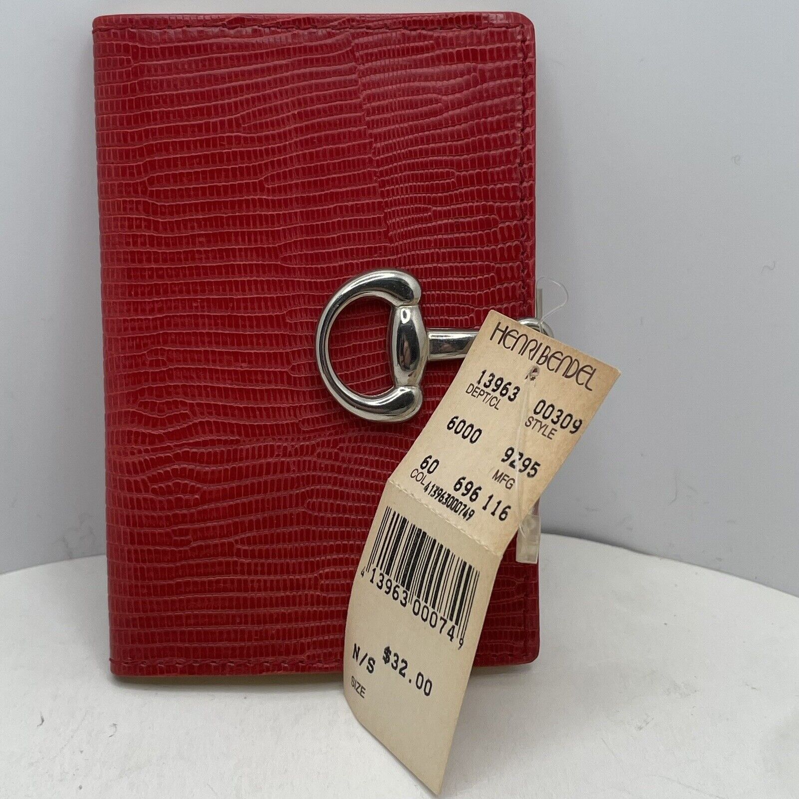 Vintage Henri Bendel Italian Red Leather Address Book and Post-it Note Case NOS