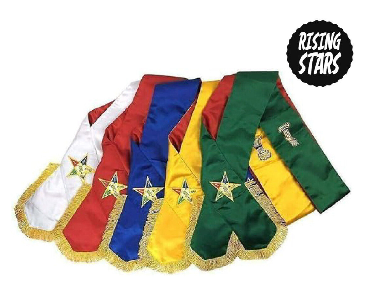 Masonic Order of Eastern Star OES complete Set of 5 sashes