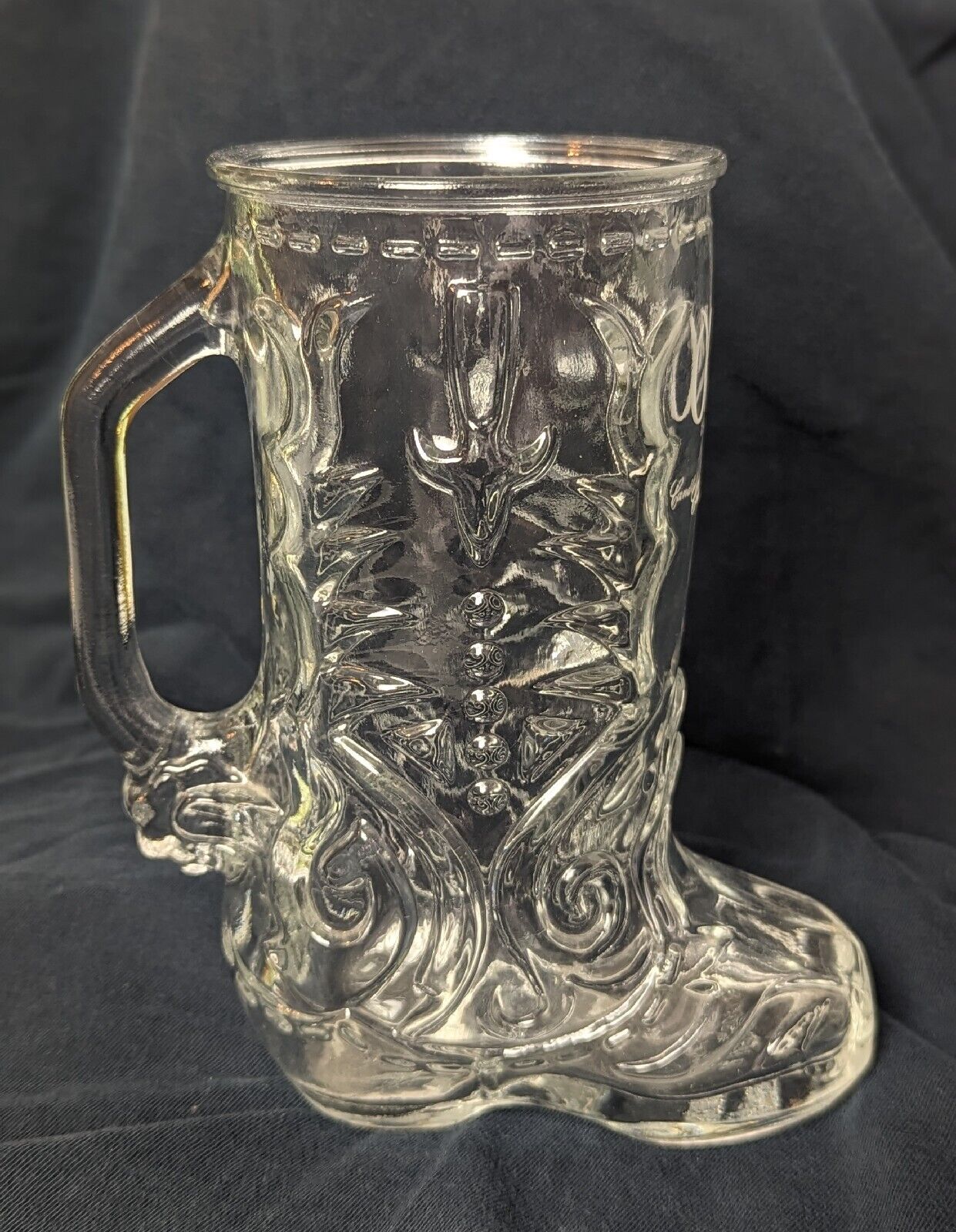 Vintage LIBBEY OF CANADA 6 1/2 in Cowboy BOOT Embossed Glass vase Oklahoma 1987