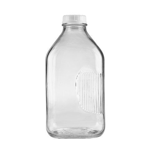 New Glass Milk Bottle 2 Qt(1/2 Gal) Thick Glass w/Cap