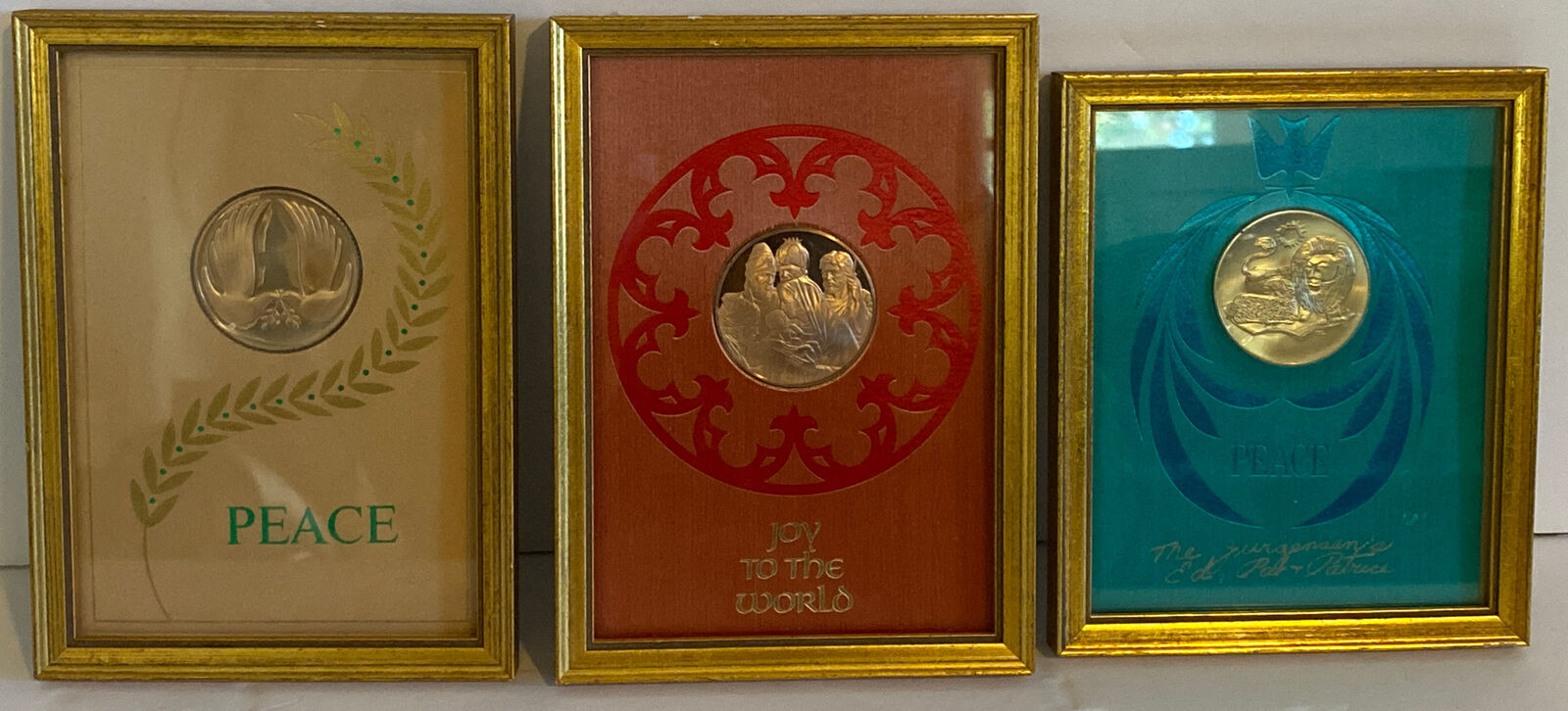 Franklin Mint Framed Christmas Medals Vintage Set Of 3