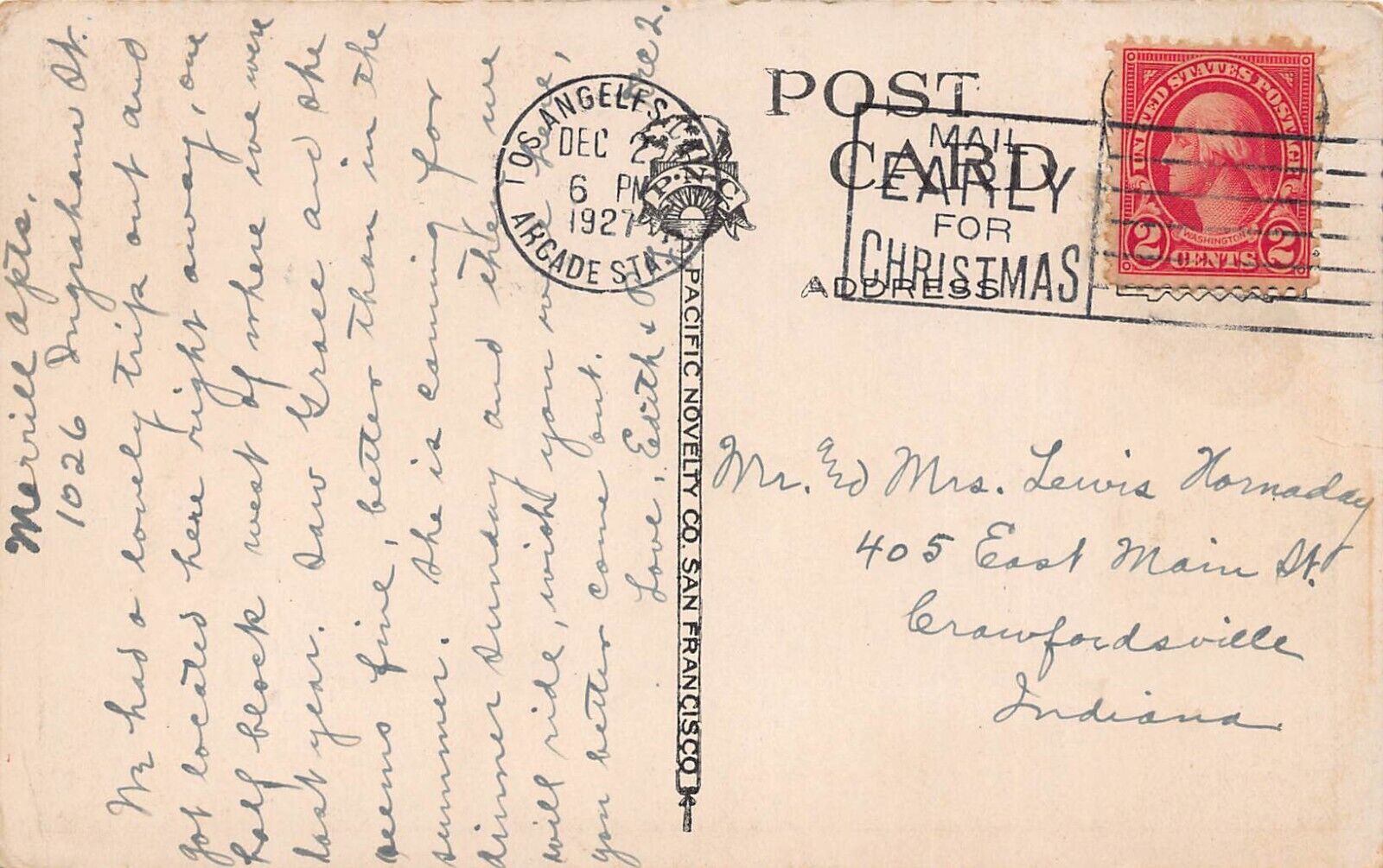 Los Angeles CA California Arcade Station 1927 Stamp Cancel Vintage Postcard J9