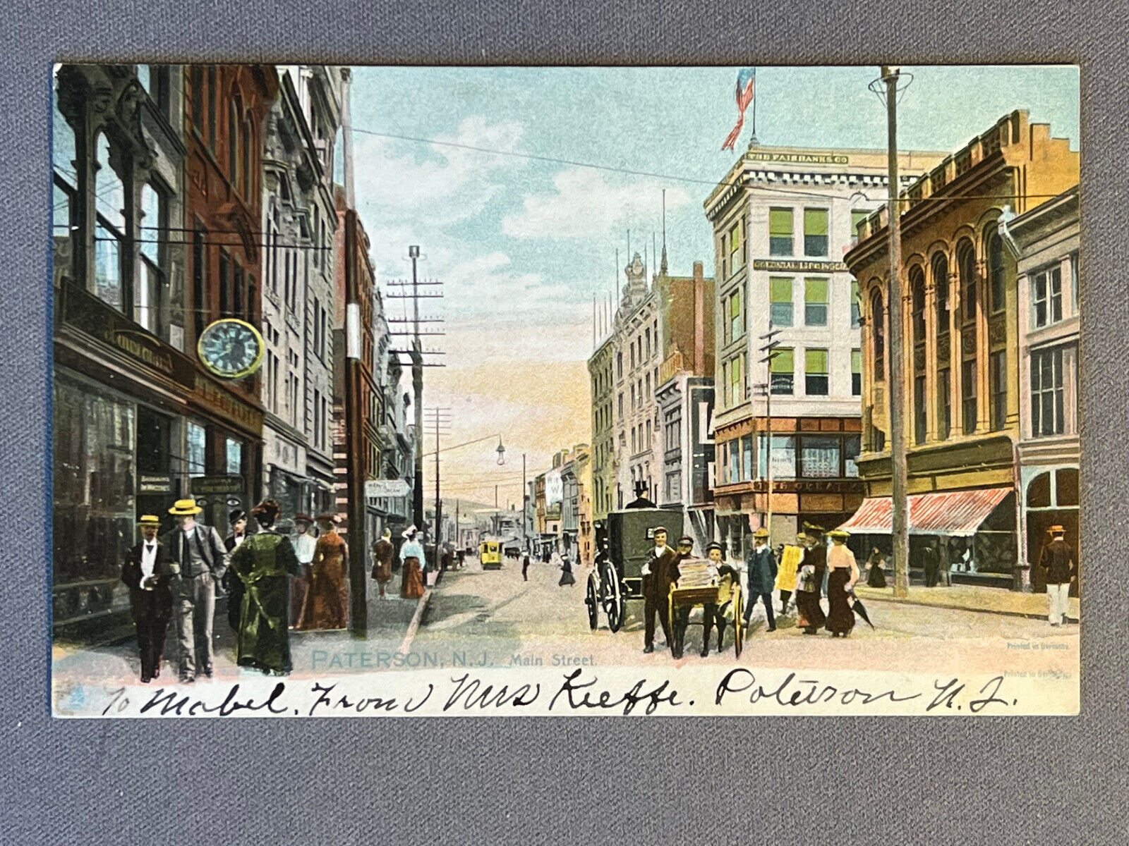 New Jersey NJ, Paterson, Busy Main Street, Tuck, Fairbanks Co., ca 1905