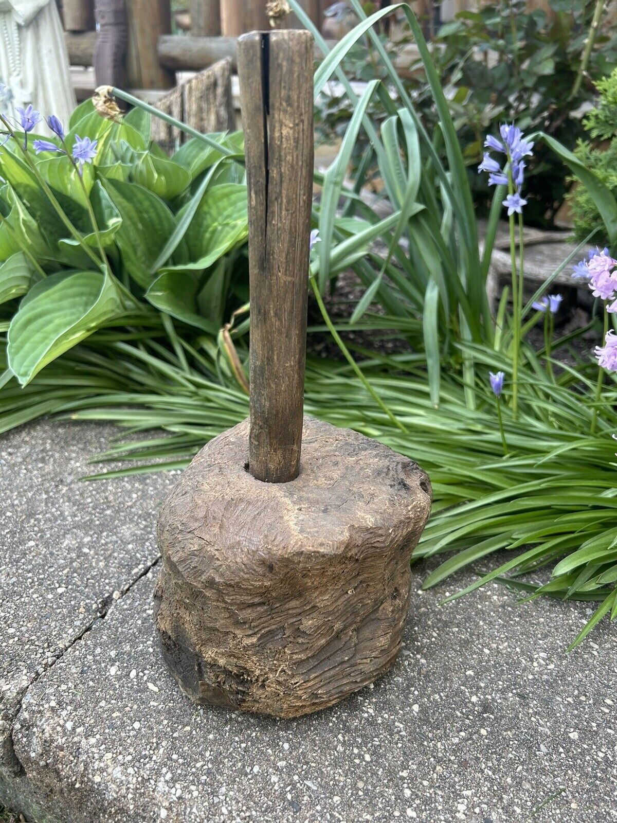 Antique Vintage Primitive Wooden Mallet Hammer 
