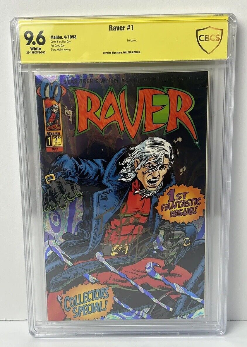 Raver #1 Malibu Comics 1993 Foil Cover CBCS 9.6 Walter Koenig Signed
