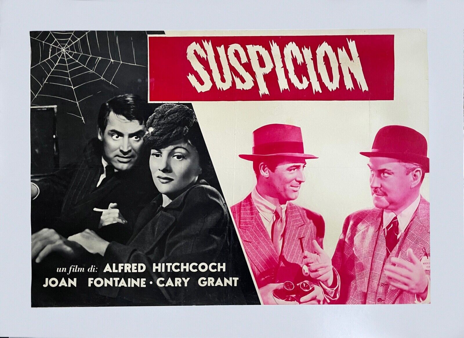 Alfred Hitchcock SUSPICION  - 1959  RKO Italian Theater Poster - Rare