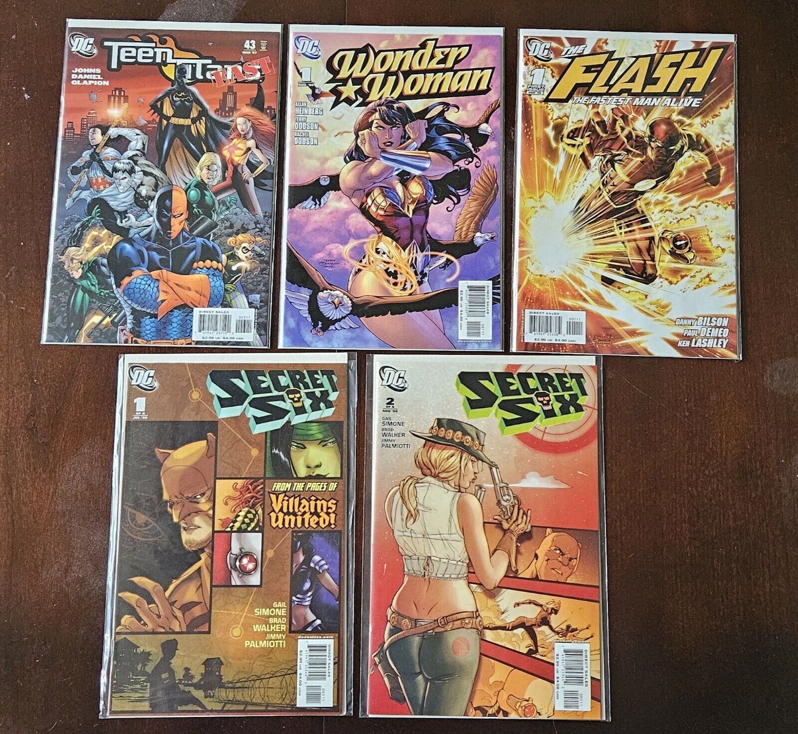 Teen Titans #43  1st App of Enigma, Flash #1, Wonder Woman #1, Secret Six #1-2