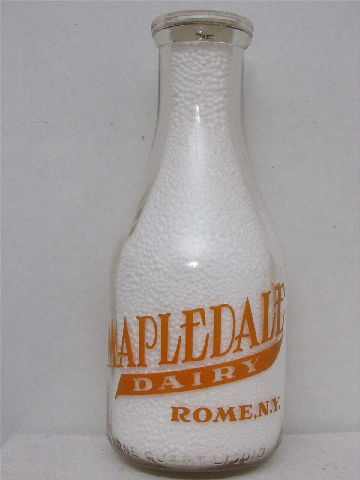 TRPQ Milk Bottle Mapledale Dairy Farm Rome NY ONEIDA COUNTY Milk & Cream 1942