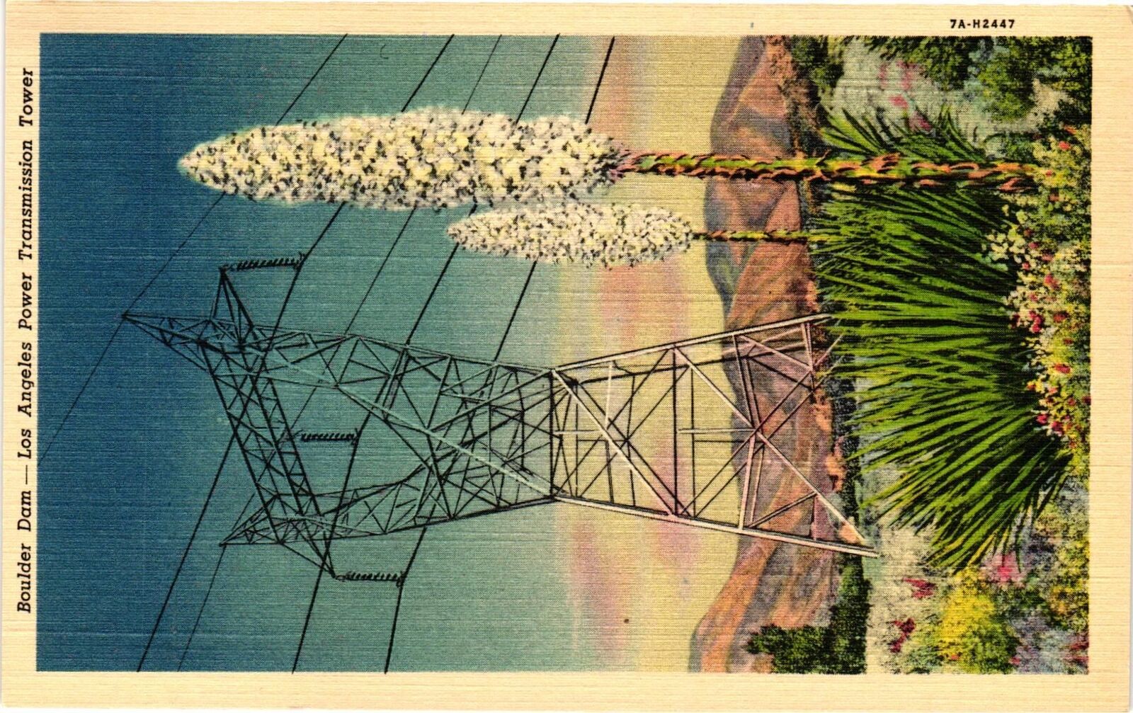 Vintage Postcard- Boulder Dam, Los Angeles Power Transmission Tower. Early 1900s