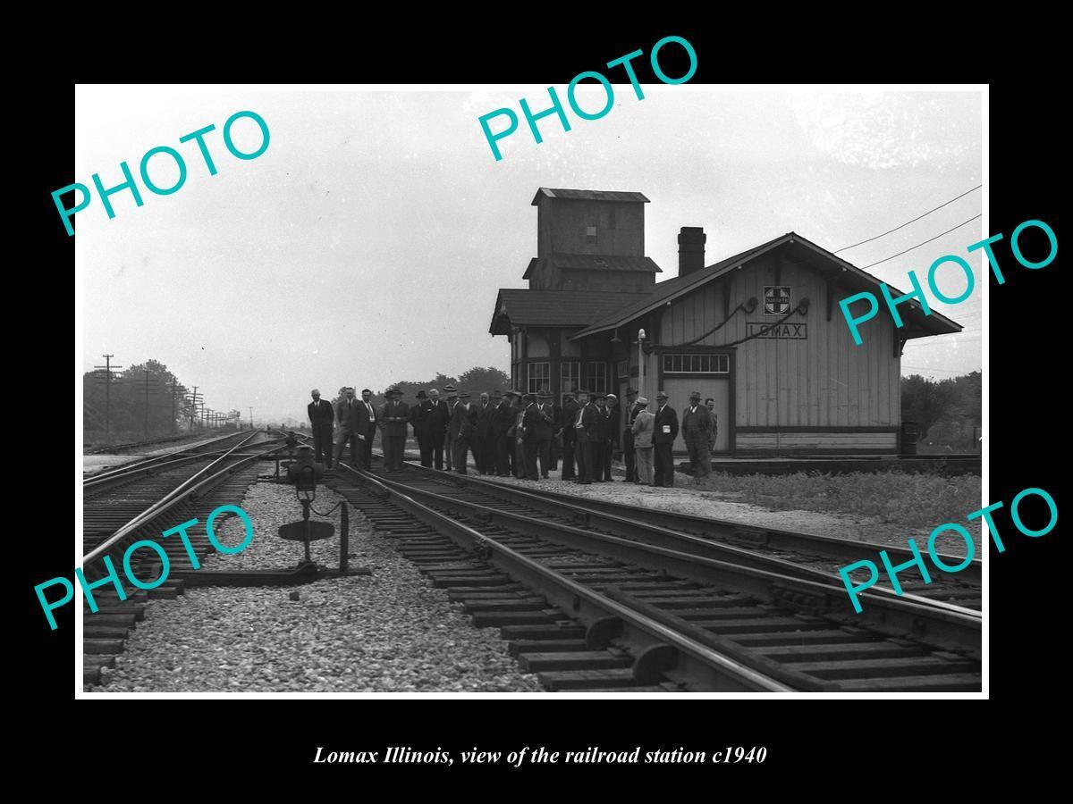OLD LARGE HISTORIC PHOTO OF LOMAX ILLINOIS THE RAILROAD DEPOT STATION c1940