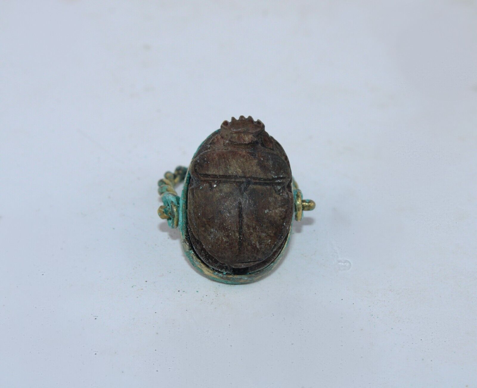 Rare Ancient Egyptian Antique Copper Ring Stone Scarab Amulet Ancient BC