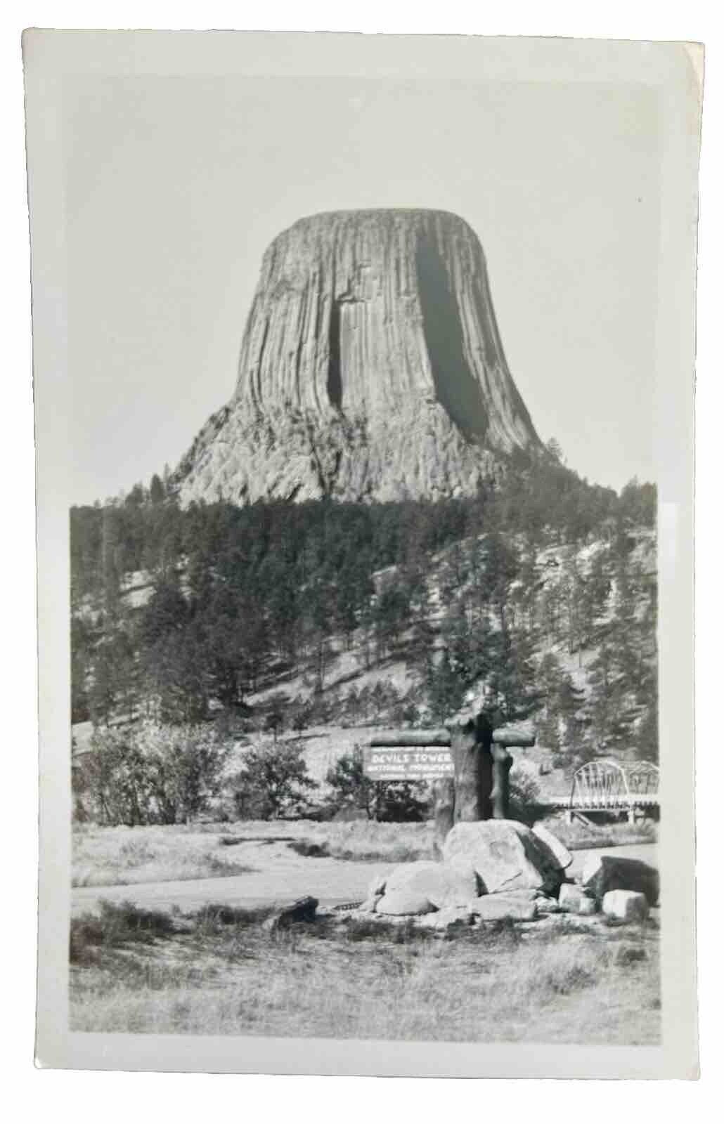 Devils Tower National Monument Real Photo Postcard. RPPC