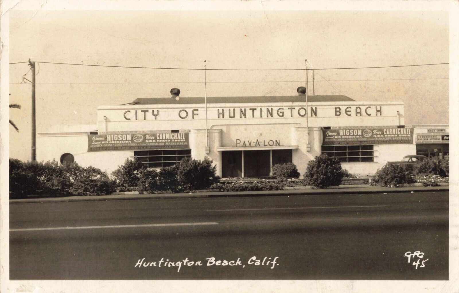 Pavilion City of Huntington Beach California CA 1945 Real Photo RPPC