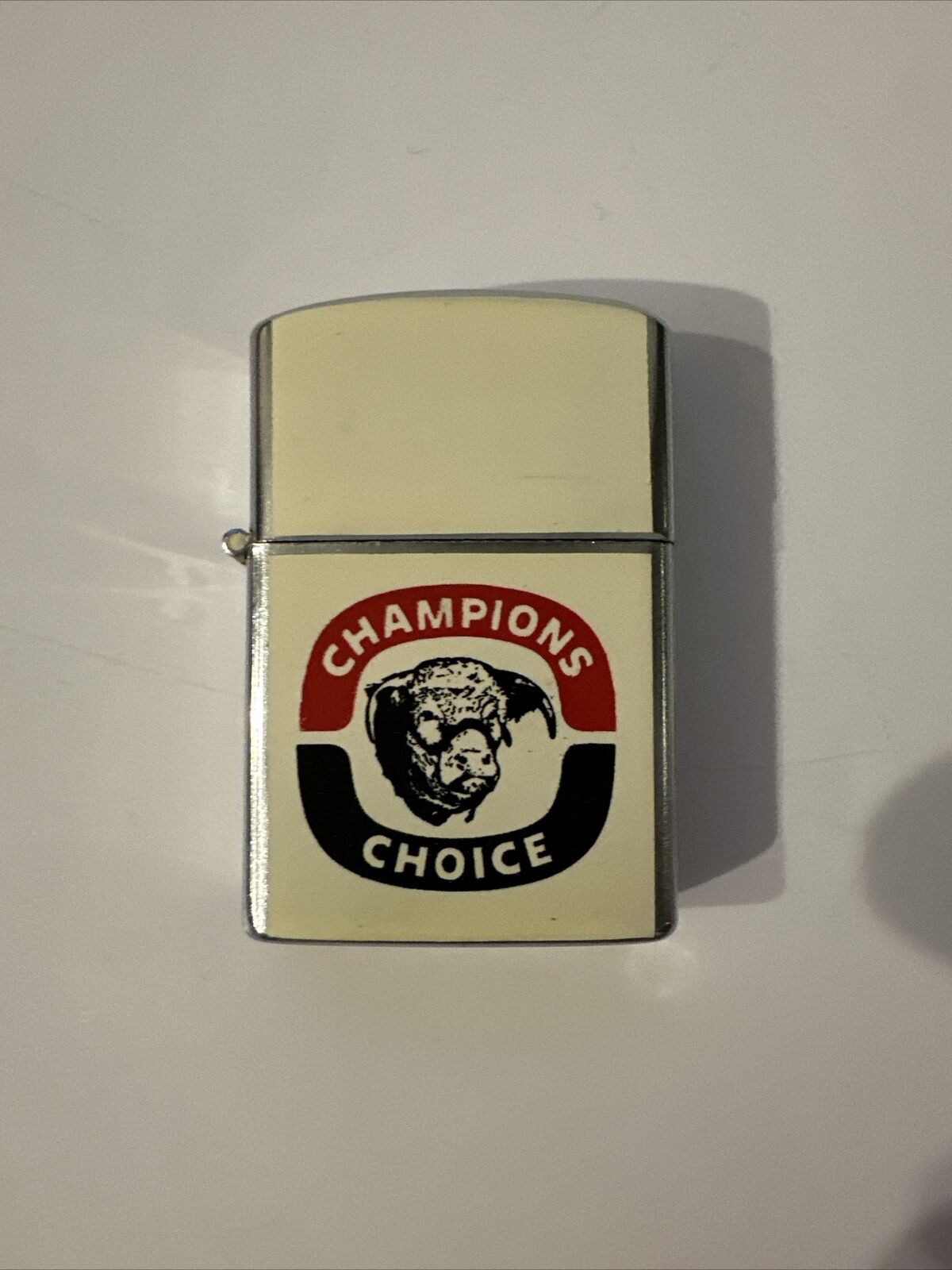 Vintage Champions Choice Beef Cow Advertising Lighter Windproof Flip Style