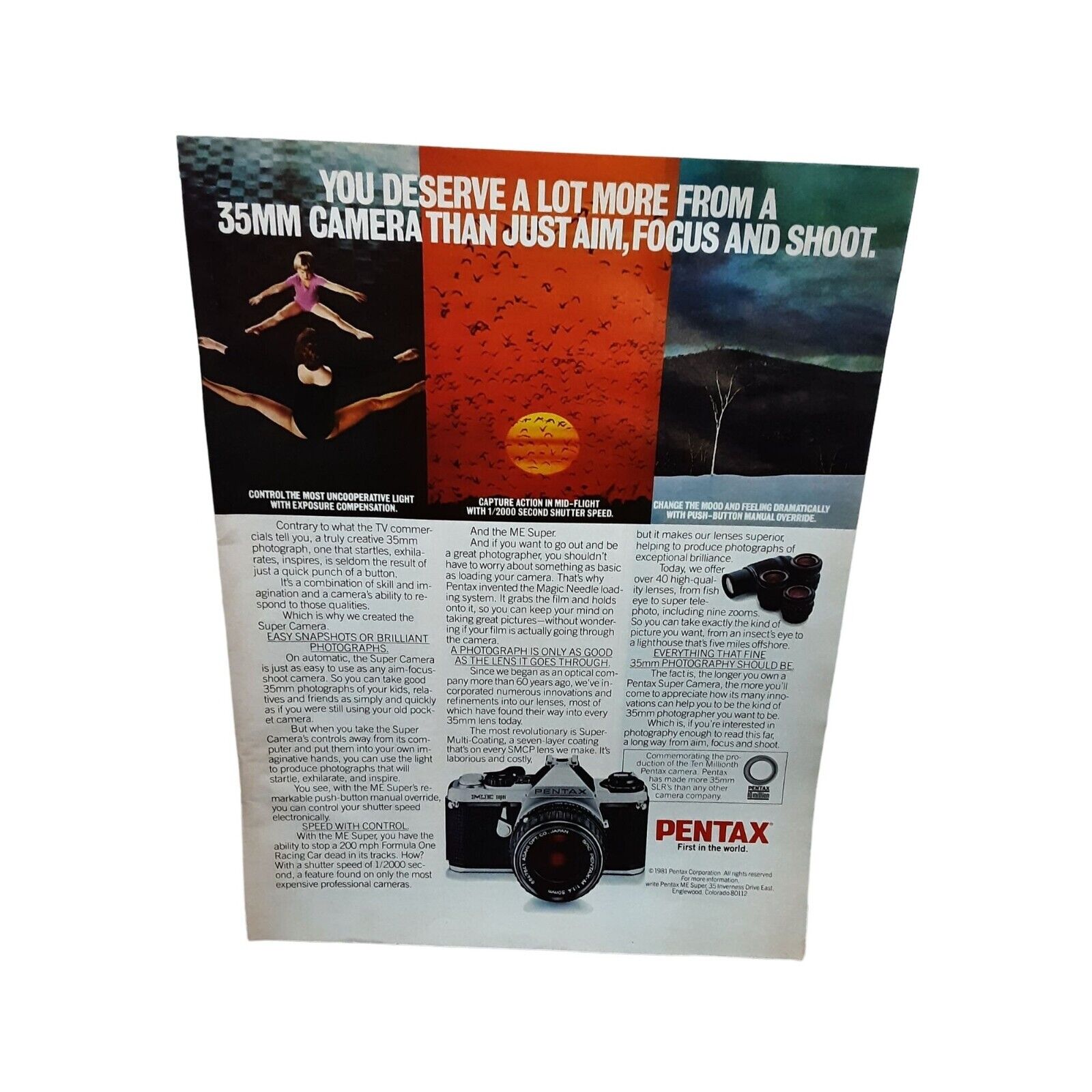 1981 Pentax SLR Camera Original Print Ad Vintage