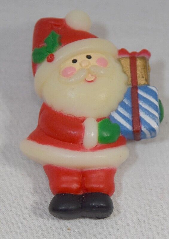 Vintage Rubber Santa Claus Blushed Face Brooch Pin Christmas 2”