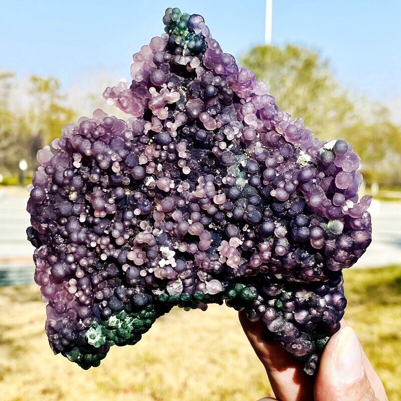 411g Natural purple grape agate quartz crystal granular mineral specimen
