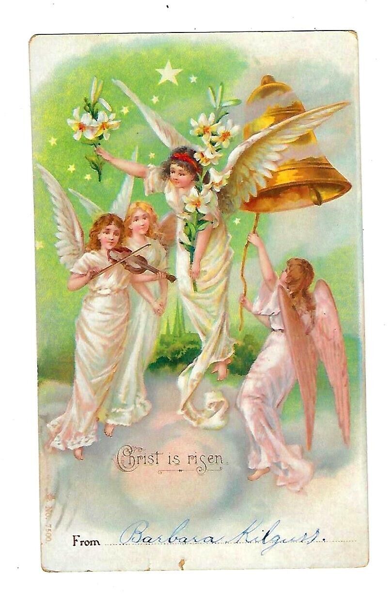 1901 Private Mailing Card #7500 Christmas Postcard Angels Rining Bell