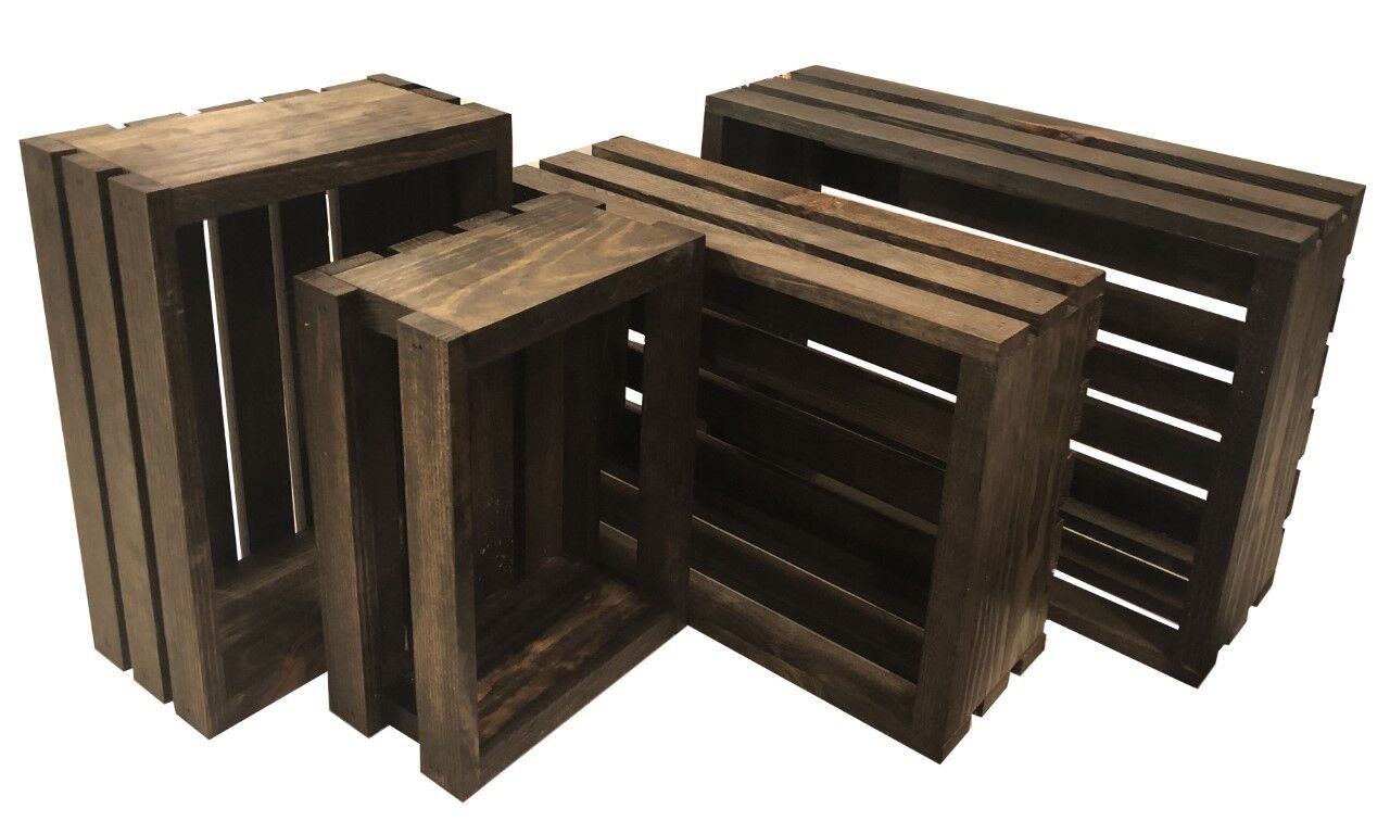 Rustic Wood Crates New Hand Crafted Set of 4