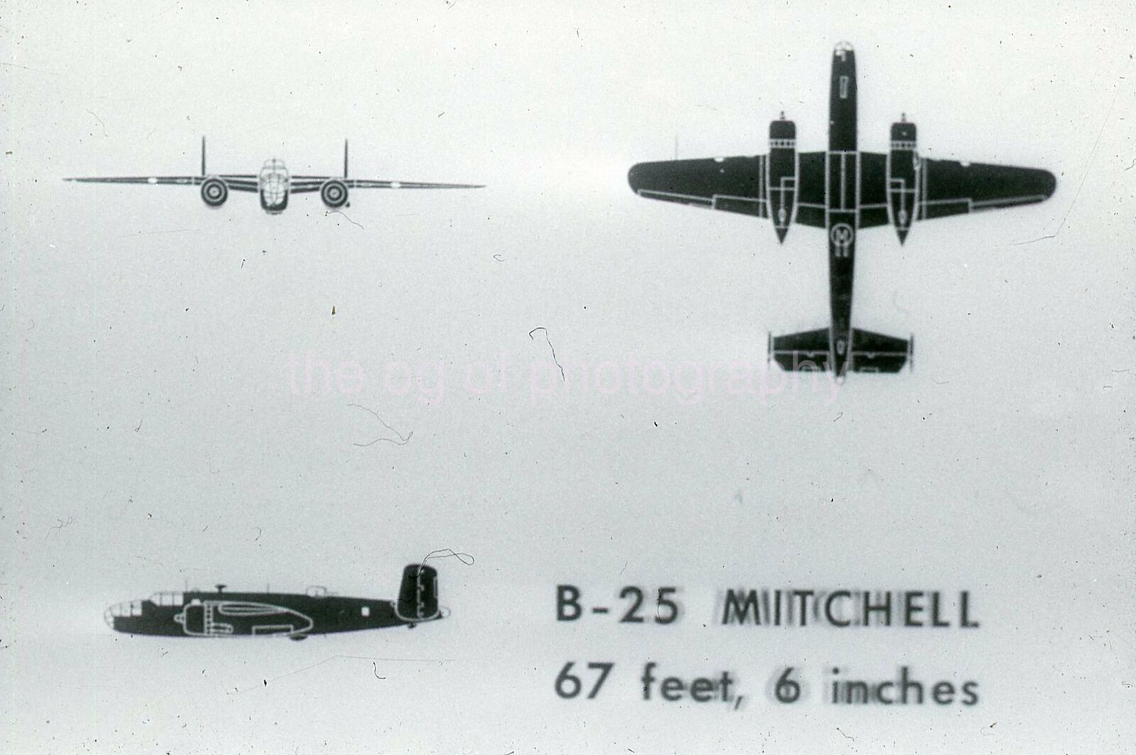 B-25 MITCHELL 35mm FOUND bw SLIDE Original  MILITARY AVIATION Photo 13 T 20 B