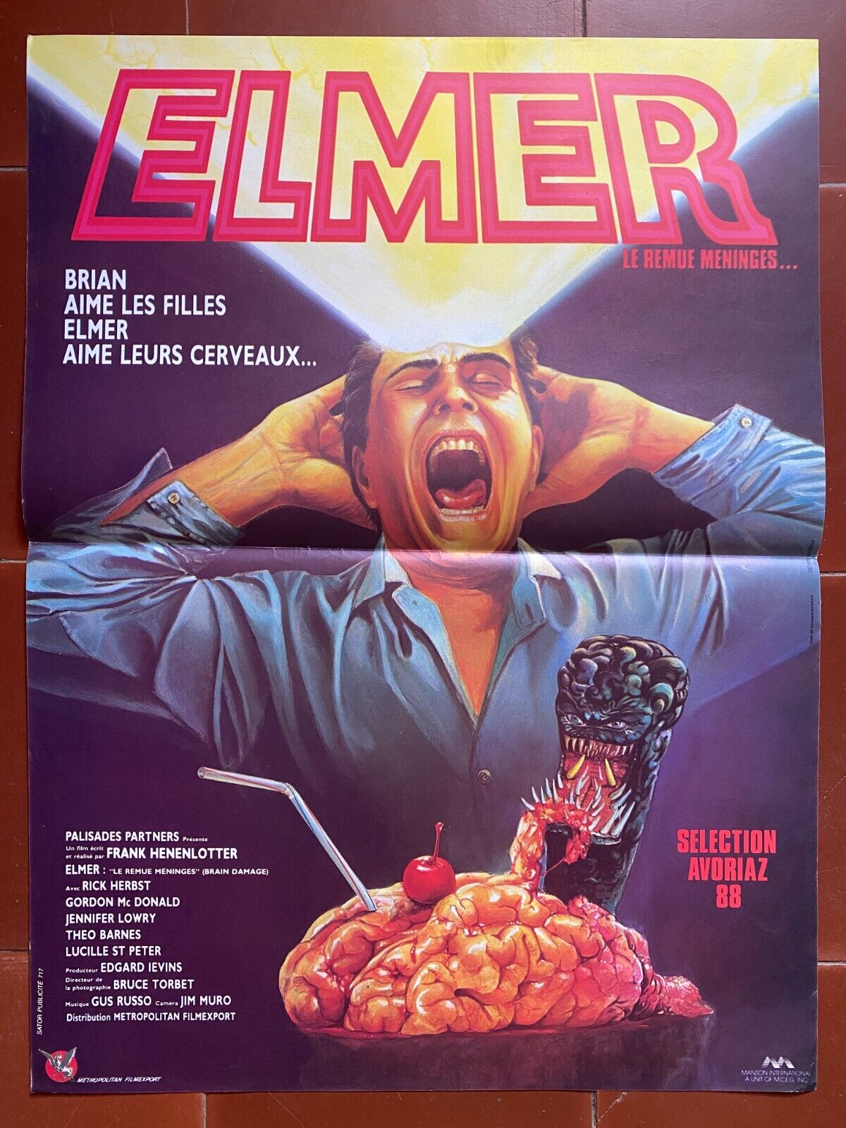 Poster Elmer The Remue-Meninges Avoriaz 88 Frank Henenlotter 15 11/16x23 5/8in