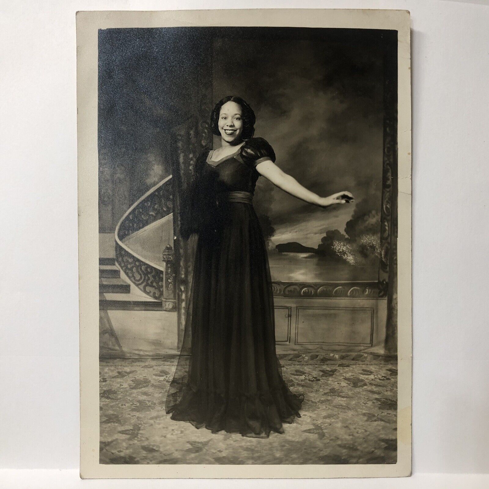 Vintage Found Photo Beautiful African American Woman Studio Photograph