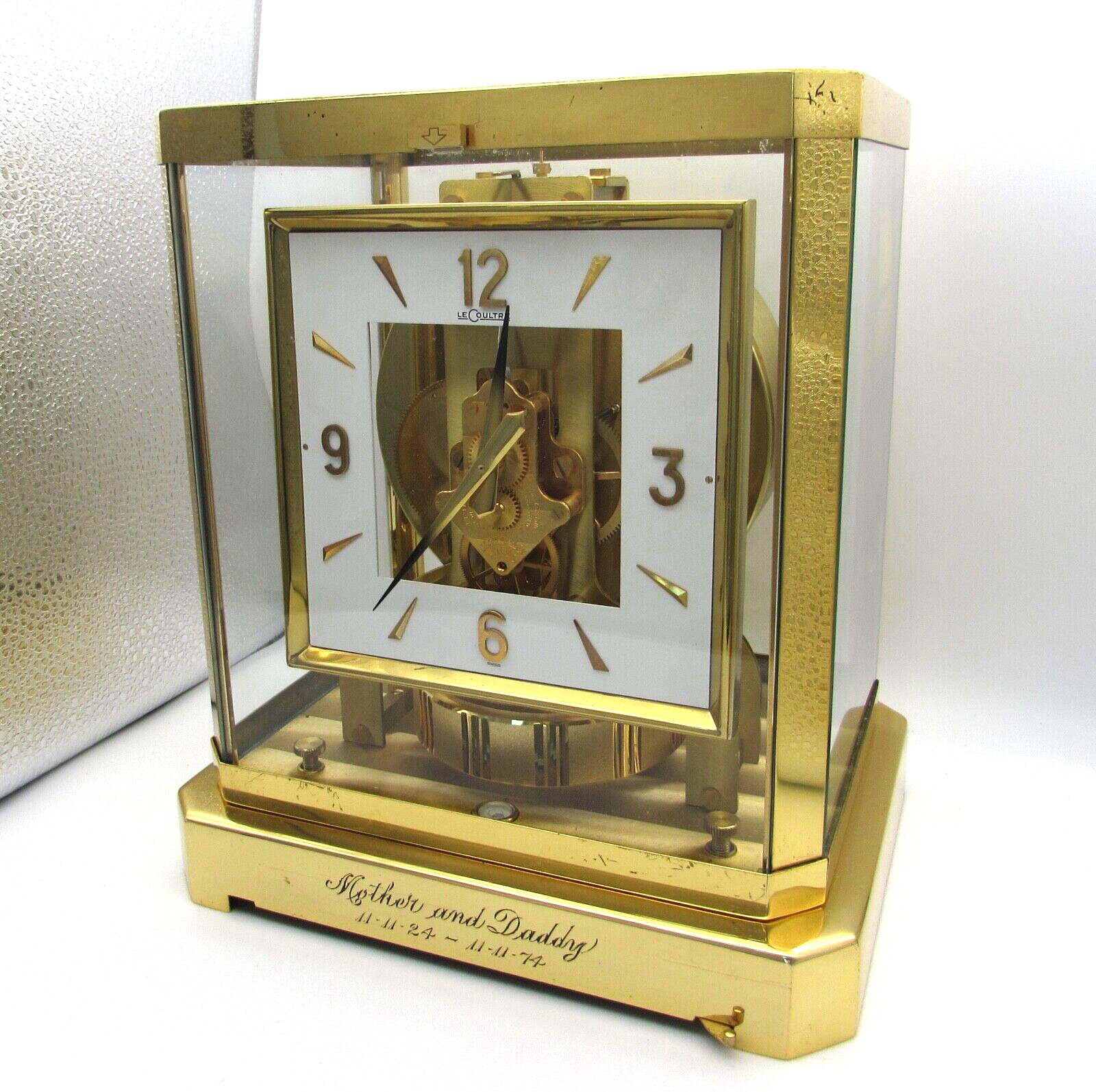 Vintage 1974 LeCoultre ATMOS Clock cal. 528 square dial Presentation Working