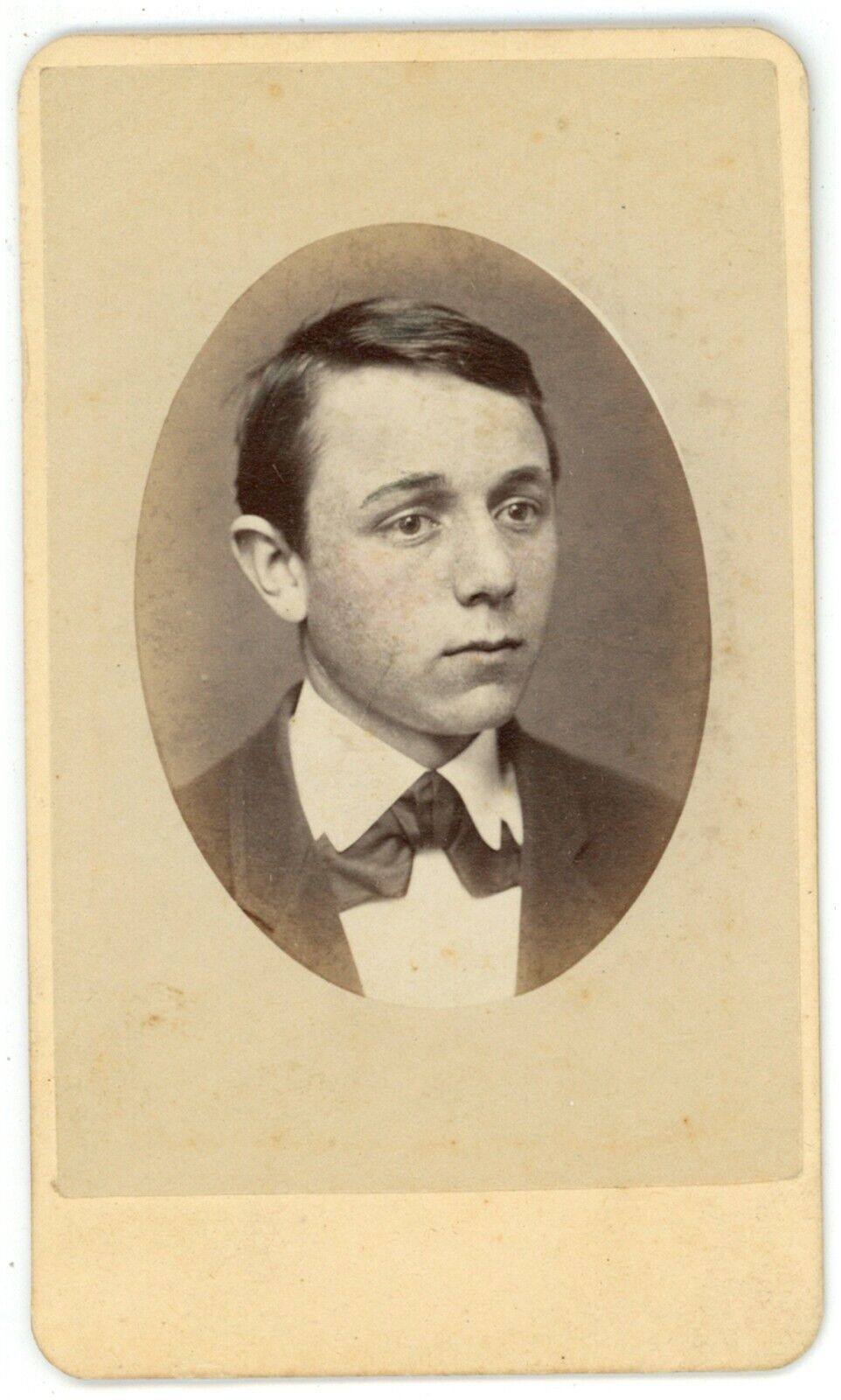 Antique CDV Circa 1890\'S Handsome Young Boy In Suit & Tie Lancaster, PA
