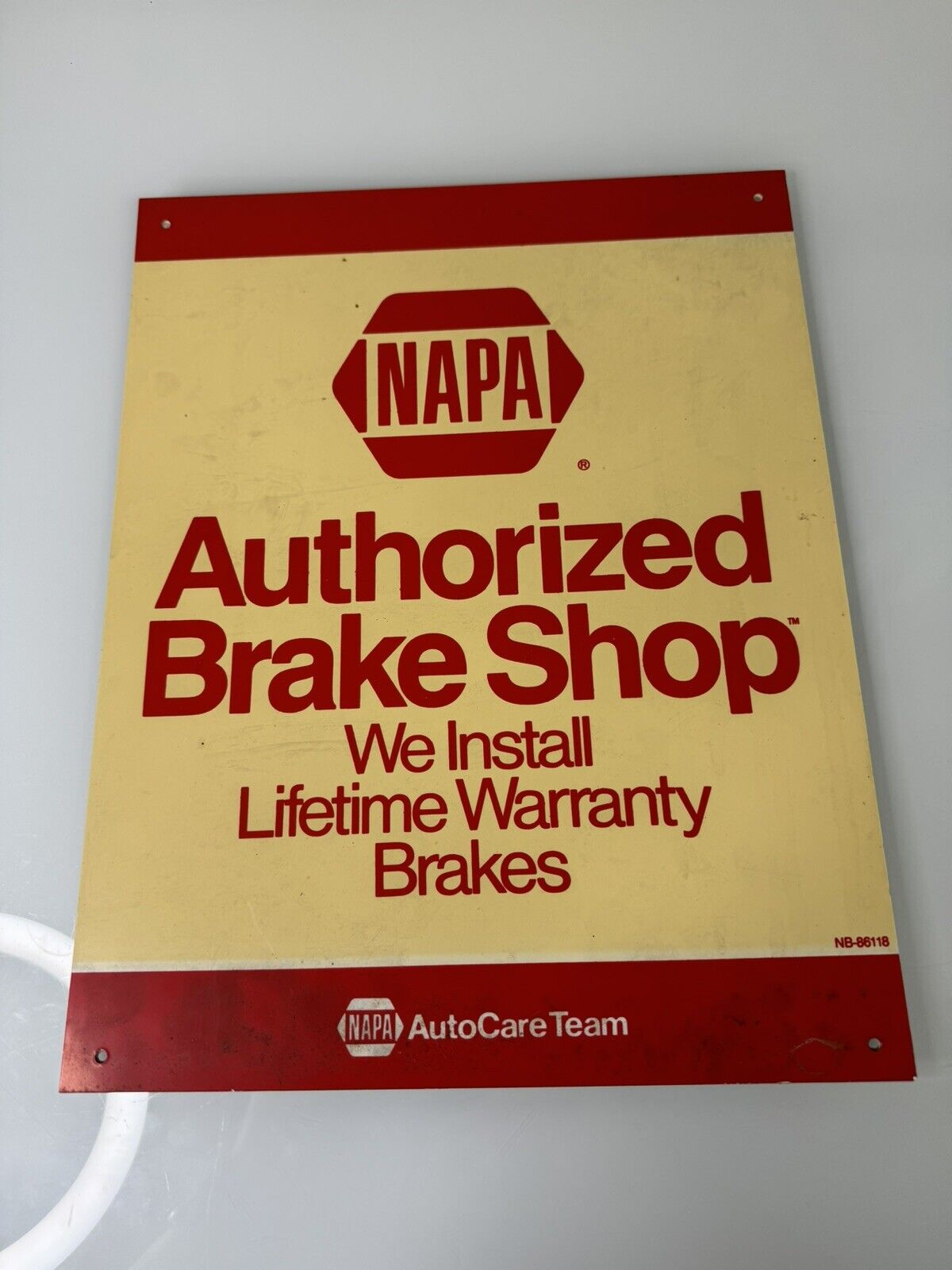 Vintage Napa Authorized Brake Shop Plastic Sign Original 