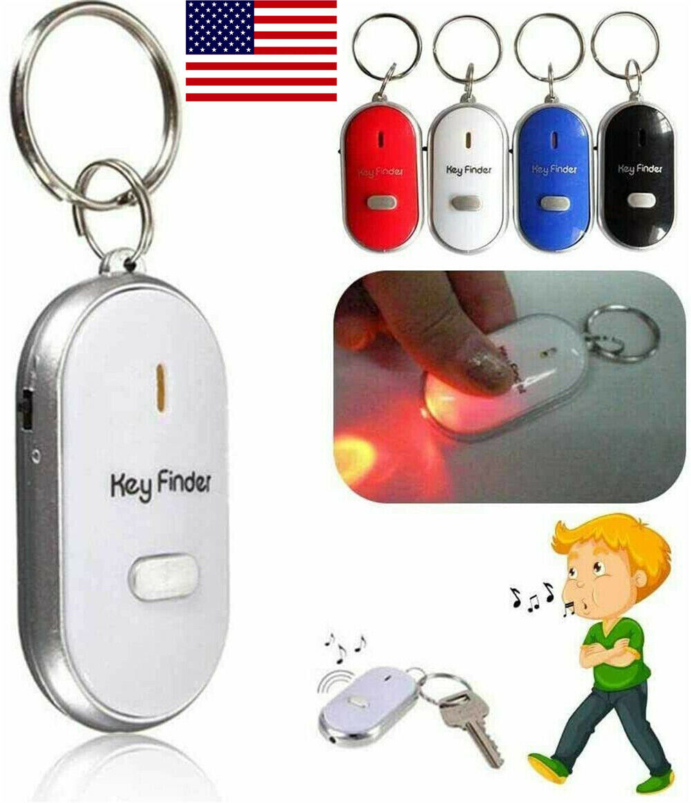 LED Key Finder Locator Find Lost Key Keychain Whistle Sound Key Holder Ring