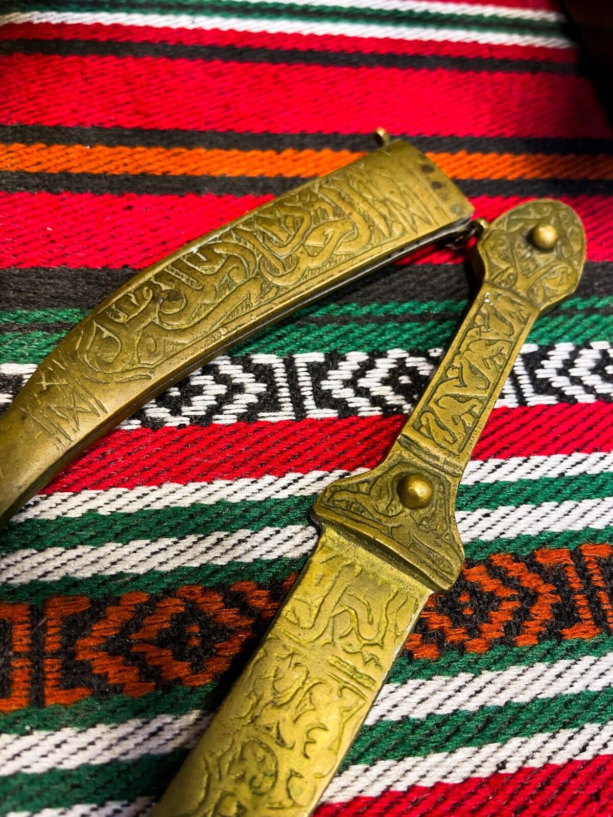 Vintage Turkish Islamic Dagger: Handcrafted Brass with Ottoman Engravings - Rare