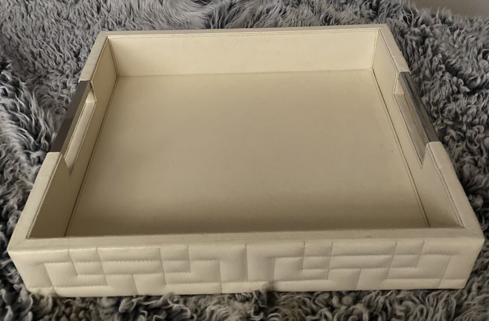 New Global Views Quilted Ivory Leather Tray