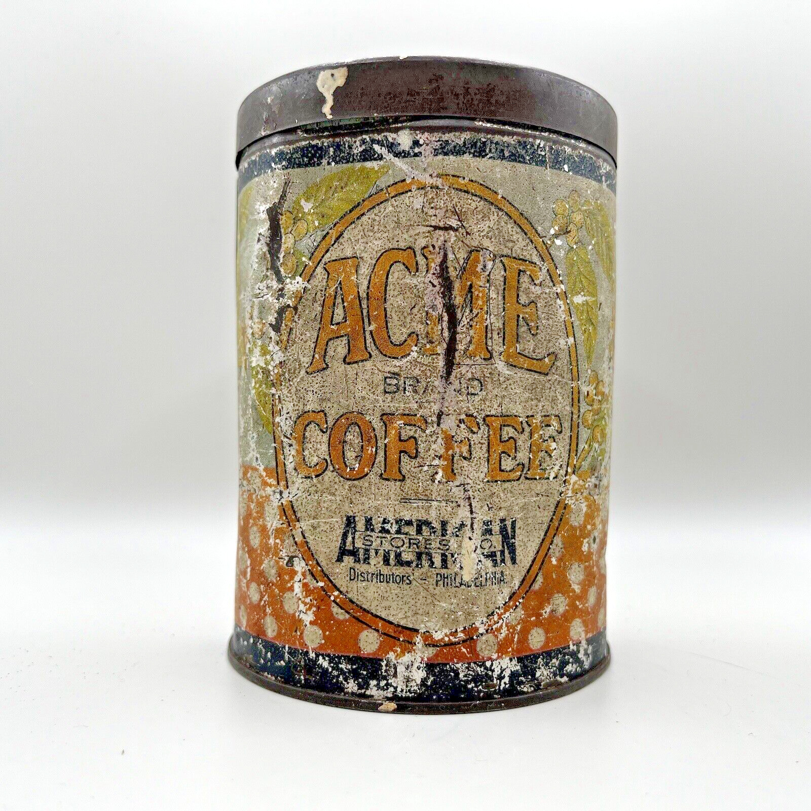 Vintage ACME BRAND COFFEE Advertising Tin w/LID American Stores Co. Philadelphia