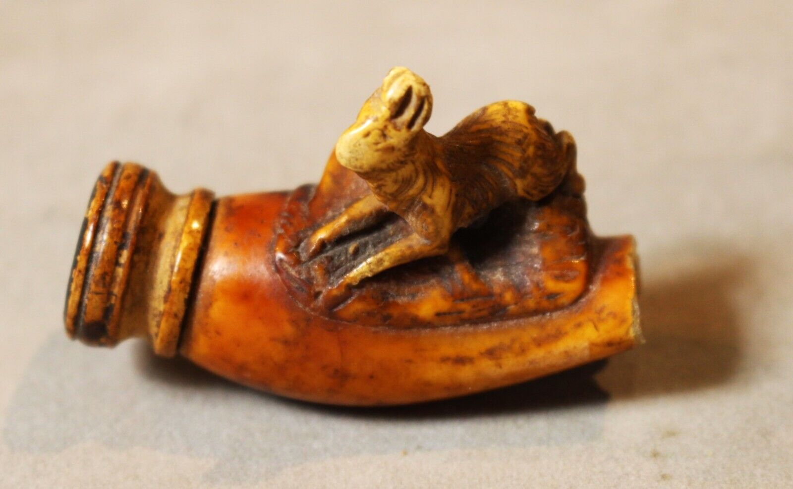 Late 19th or Early 20th c. Meershaum Cigarette Holder with Carved Rabbit c. 1895