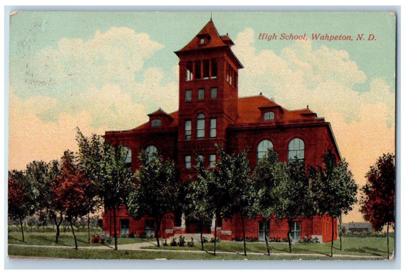 Wahpeton North Dakota Postcard High School Exterior View c1914 Vintage Antique