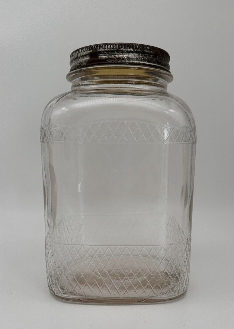 Antique Nash Coffee Glass Square Jar and Lid circa 1920s