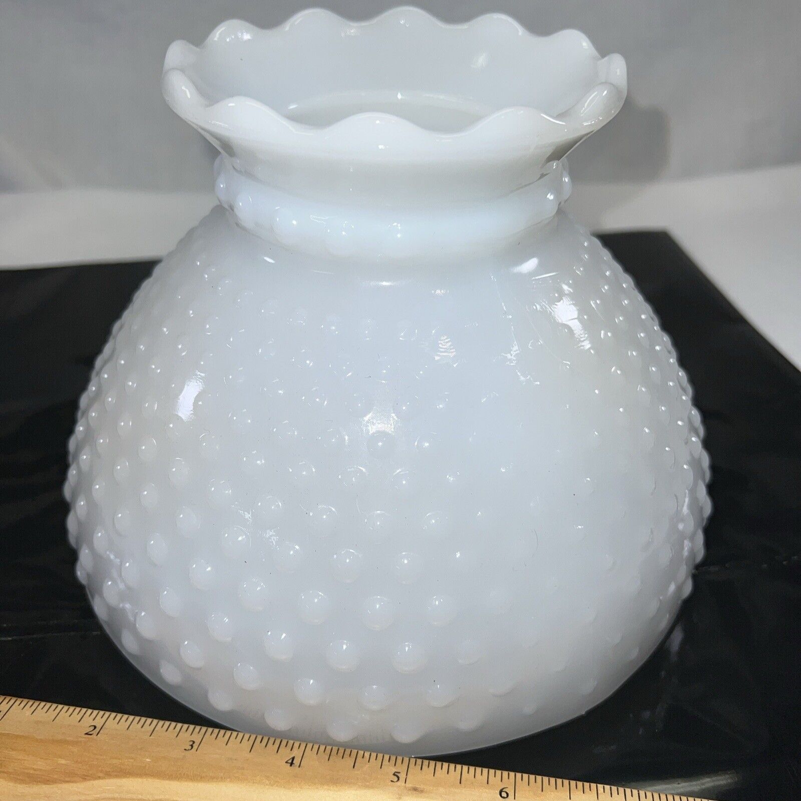 1930’s Antique Hobnail Milk Glass Lamp Shade Large 6”tall 8” Wide At Bottom