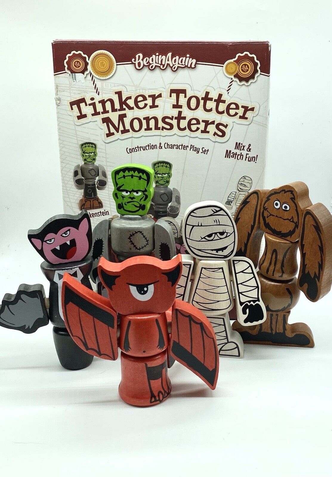 Tinker Totter Monsters WOOD Construction Toy FRANKENSTEIN HALLOWEEN BeginAgain