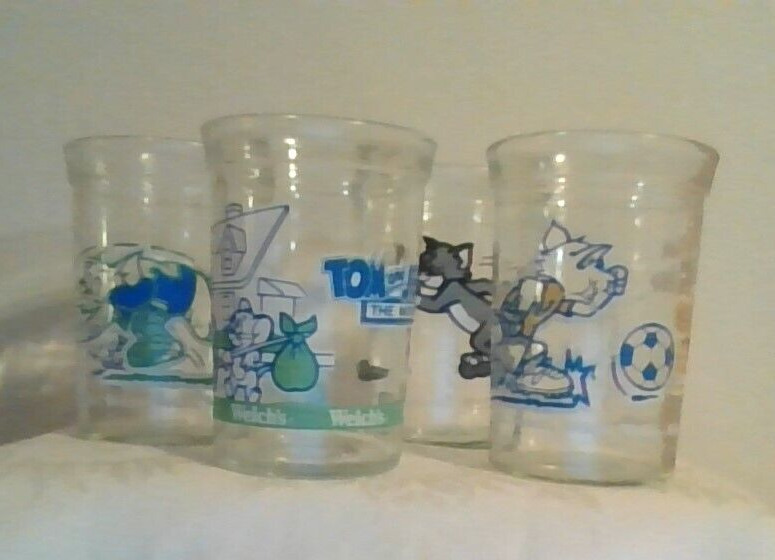 Four Tom & Jerry's Welch's Jelly Jars, Vintage, 1990 -1993