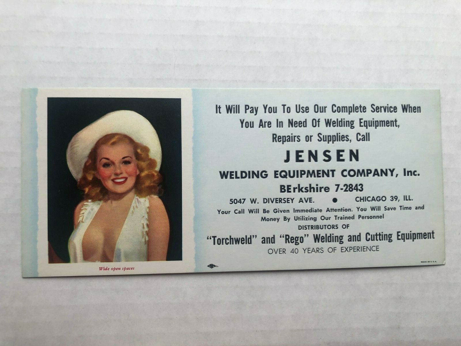 Vintage 1950's Pinup Girl Advertising Blotter w/ Sexy Blond Cowgirl