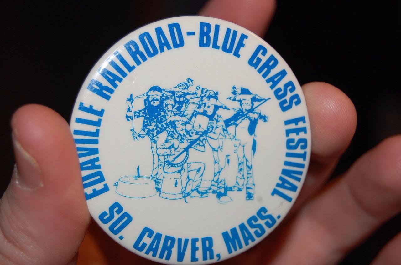 Vintage Edaville Railroad  Blue Grass Festival So. Carver Mass.Pin Badge sign