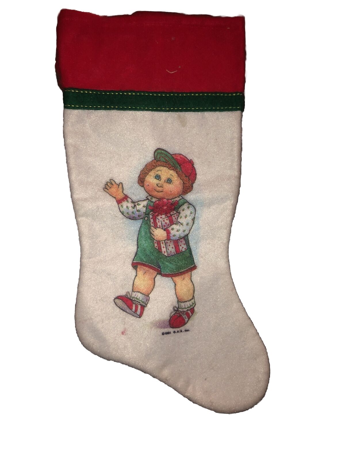 Vintage 1984 Cabbage Patch Kids Fleece Christmas Stocking With Boy Doll
