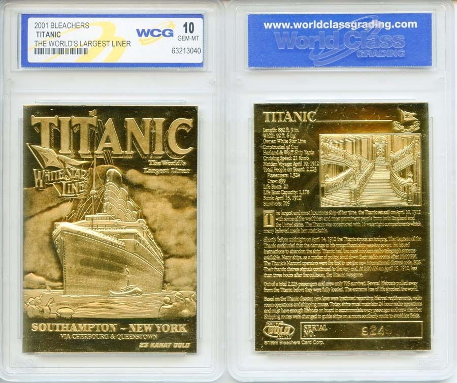 1912 TITANIC *Worlds Largest Ship* 23 Karat GOLD Card - Graded GEM-MINT 10