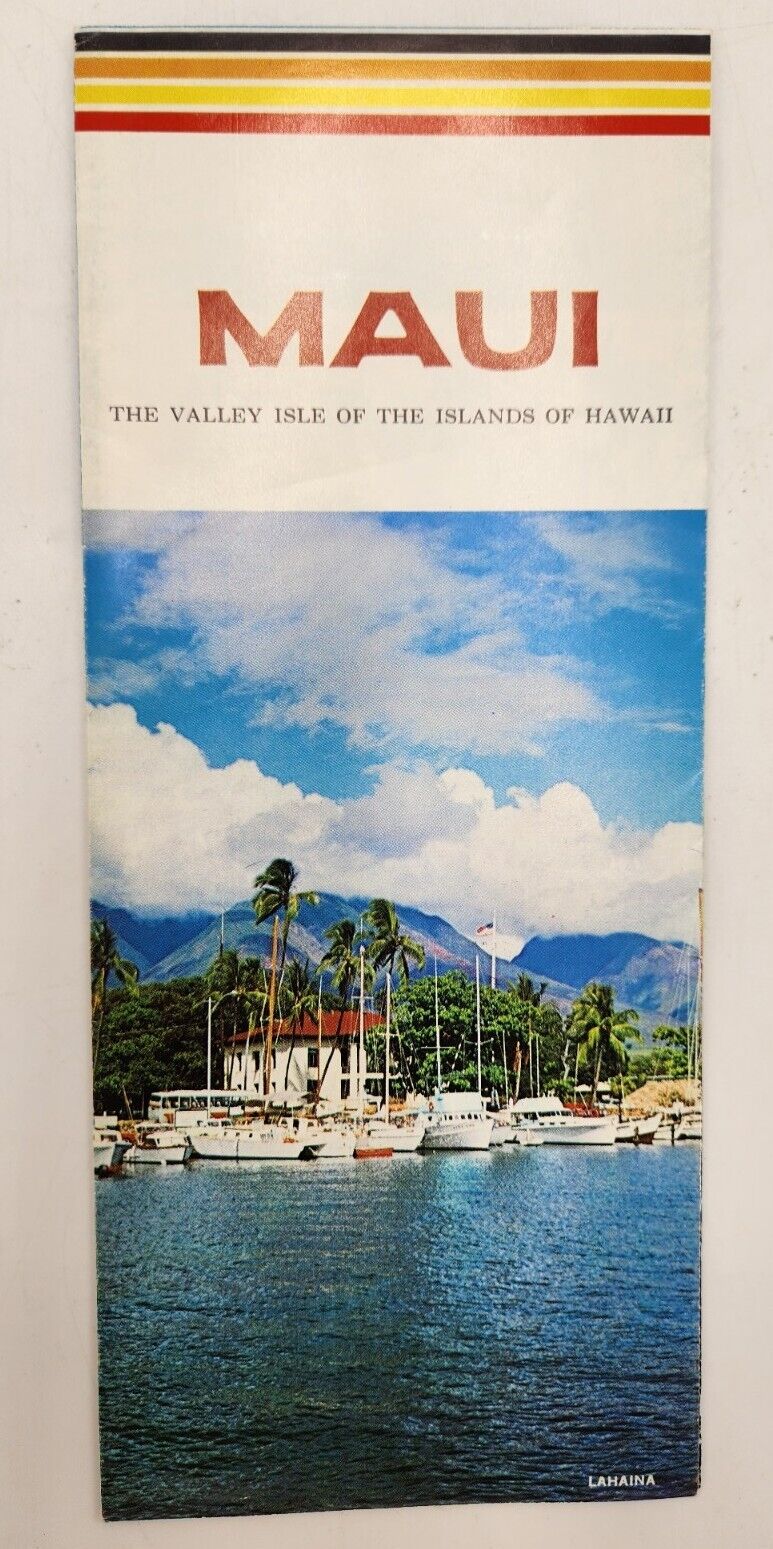 1973 Maui Hawaii Island Travel Brochure Map Aloha Vacation Tourist Vintage