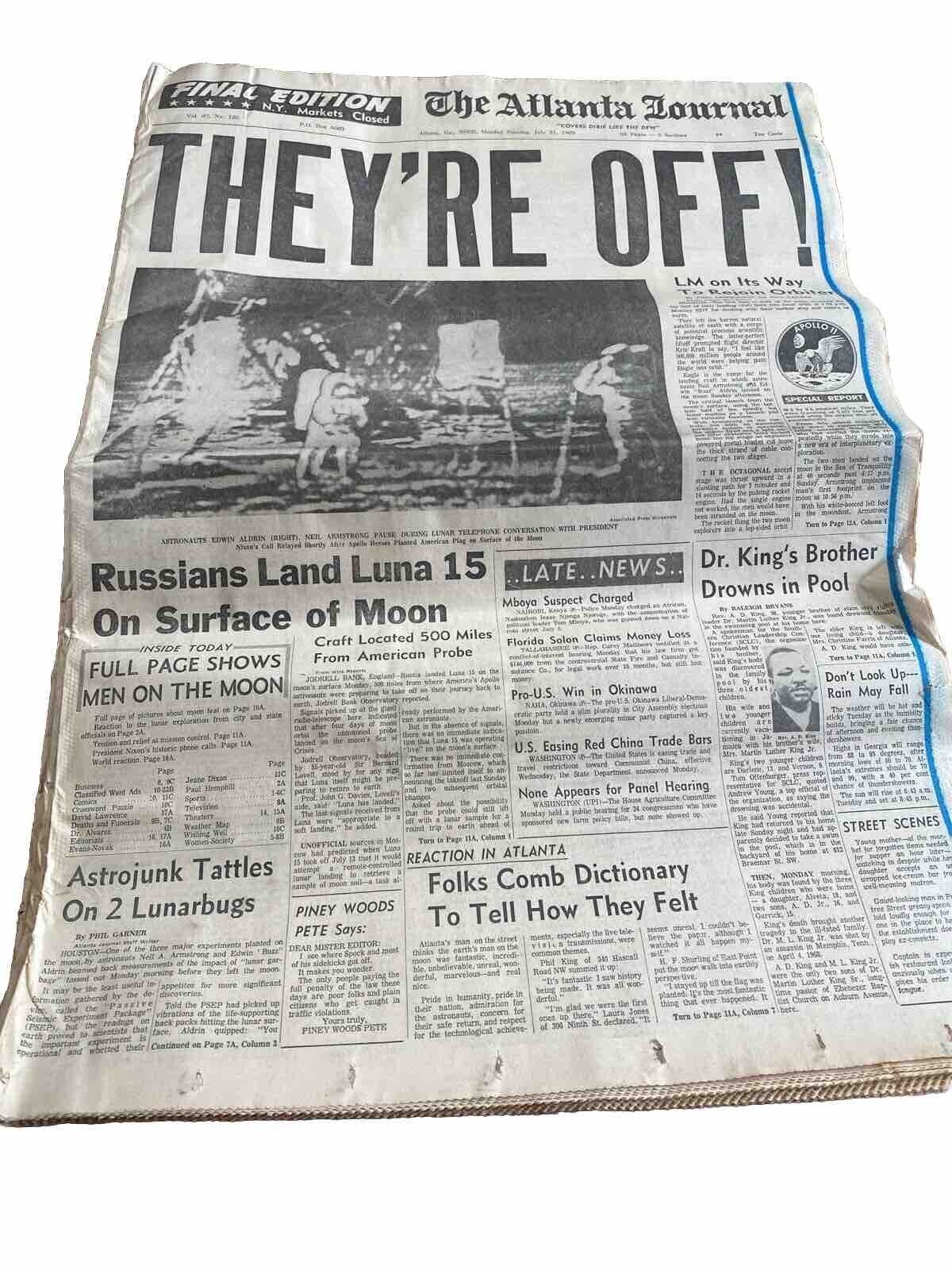 Vintage Atlanta Journal Newspaper 7/21/1961 Man Landing on Moon NASA Space Race