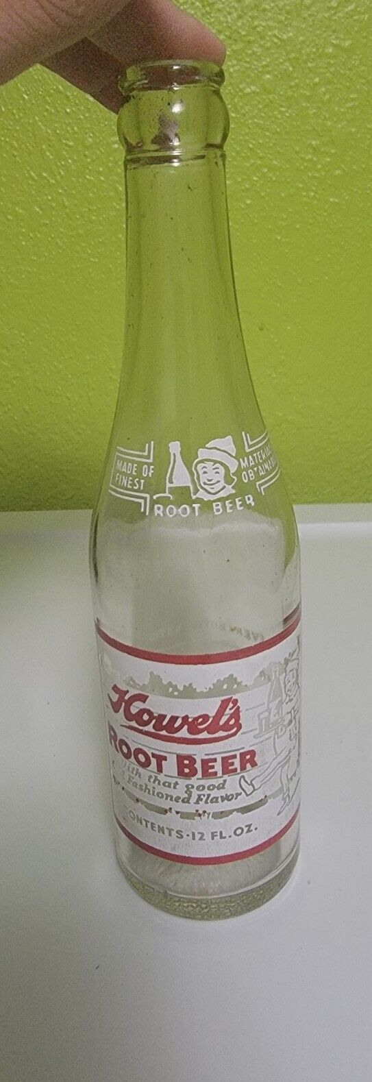 Rare Vintage Antique Soda Pop Glass Bottle Howels Olf Fashioned Root Beer Iowa